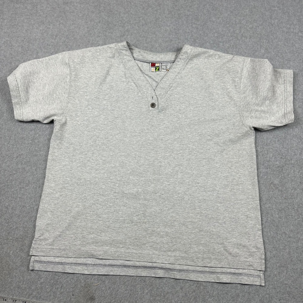 Energy Zone Womens XL Heather Gray Henley V-Neck Short Sleeve T-Shirt Top